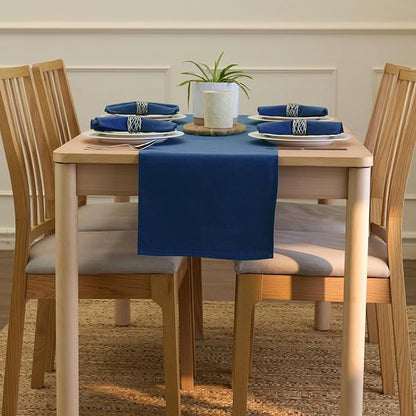 Encasa XO Table Runner, Cotton Canvas Dining Runner 13"x48" | Cobalt, 180 GSM - Image 4