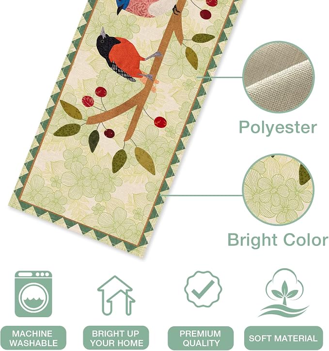 Seliem Summer Birds Tree Branches Table Runner, Cardinal Home Kitchen | Dining - Image 2