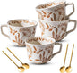 Ceramic Mugs 11 oz Unique Luxurious Cups Set of 4 by Noevany
