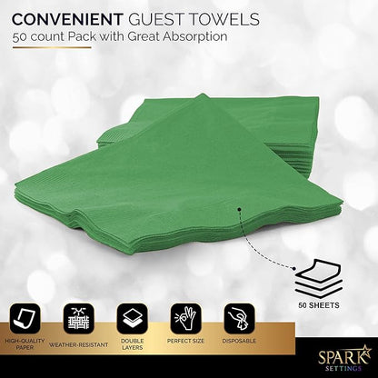 Big Party Pack 40 Count Green Dinner Napkins Tableware- Ideal for Wedding, Party, Birthday, Dinner, Lunch, Cocktails. (7” x 7”)
