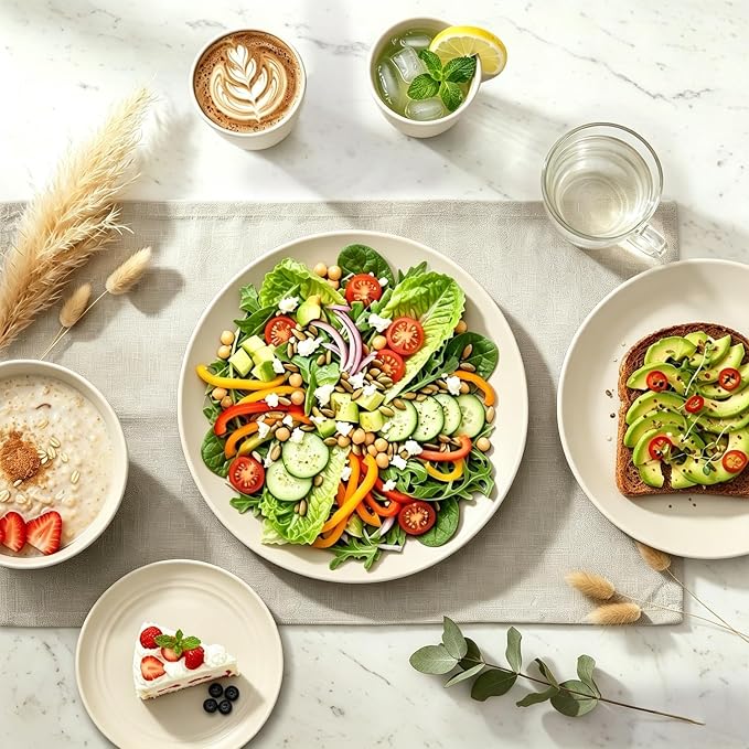 Dinnerware Sets 40 PCS Wheat Straw Plates and Bowls Sets - Image 4