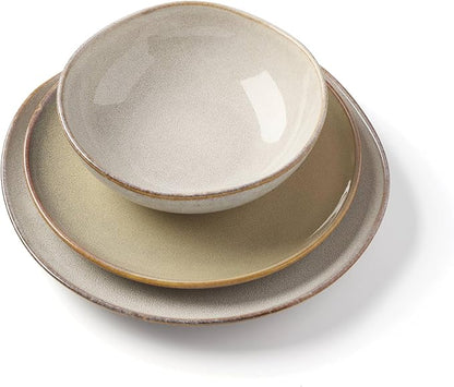 Oneida 899208 Organic Shades Oatmeal 18-Piece Dinnerware Set, Service For 6