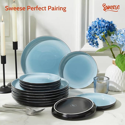 Sweese Porcelain Dessert Plates, 7.4 Inch Lightweight Round Salad Plates Set of - Image 9