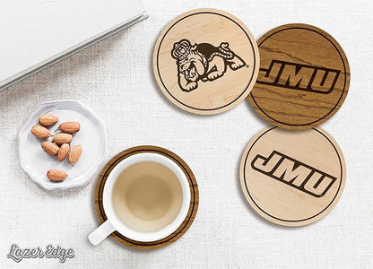 LazerEdge James Madison Dukes Wooden Coaster Set - Cherry Wood - Officially Licensed Product - 4-Pack