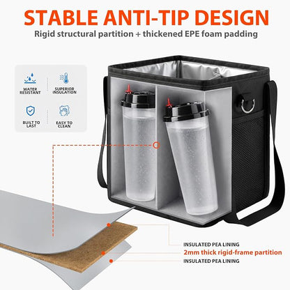 4 Cup Drink Carrier Bag, Insulated Cup Caddy - Image 3