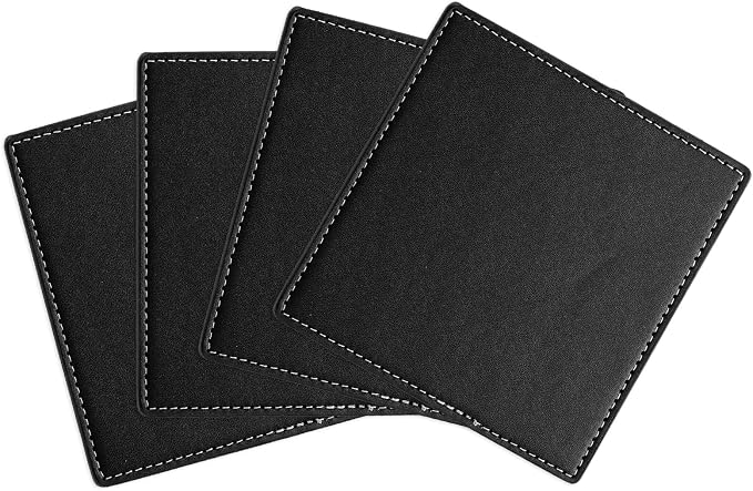 uxcell Square Drink Coasters Set of 4 White Stitched Dual Sided Non-Slip by uxcell