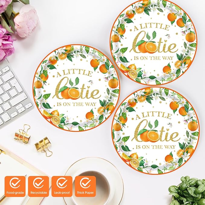 40 Pcs Little Cutie Baby Shower Plates and Napkins Party Supplies - Image 3