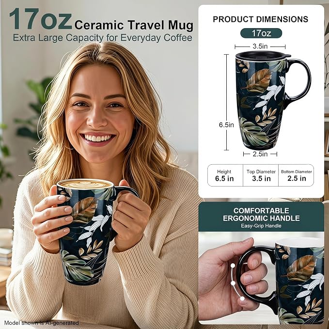 Topadorn 17oz Ceramic Travel Mug - Image 2