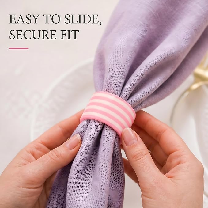 Pink Resin Napkin Rings for Weddings, elegant pink finish, cloth napkin - Image 8