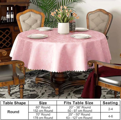 Smiry Rectangle Table Cloth, Waterproof Heavy Duty Vinyl Tablecloths, Wipeable Washable Table Cover for Kitchen, Dining Room & Valentines(Pink, 60" Round)