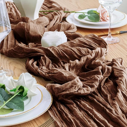 Cheesecloth Table Runner 10FT Brown Boho Gauze Rustic Sheer Runners | Cheese - Image 6