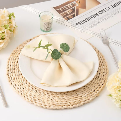 APTWOW Spring Napkin Rings Set of 12, Boho Eucalyptus Leaf Napkins Rings - Image 3