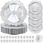 Dandat 48 Pcs Charger Plate Bulk 13'' Floral Reef Plates with Napkin Ring Plastic Dinner Charger Hollow Out Flower Napkin Holder Plastic Plate for Table Setting Wedding Party (Silver)