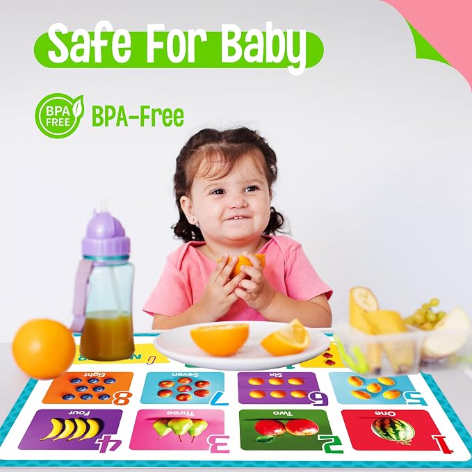 6 Pack Placemats for Kids, Non-Slip Washable, Reusable Alphabet, Shape & Color - Image 2
