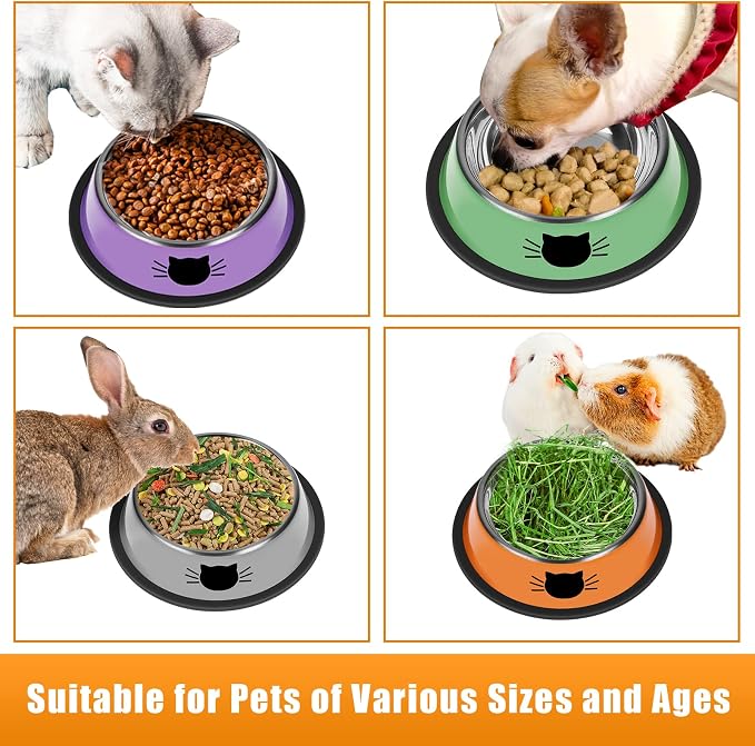 Serentive 3Pcs Cat Bowls, Non-Slip Stainless Steel, 7 Oz, Suitable - Image 5