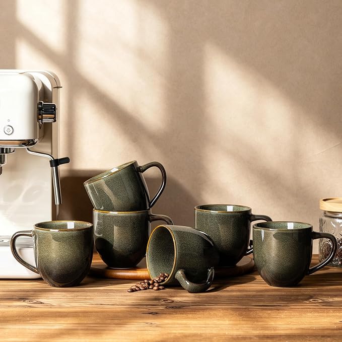 theterra Ceramic Coffee Mugs Set of 6, 12 oz Coffee Cups by TheTerra