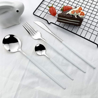 JASHII Flatware Serving Set 24 Piece, Stainless Steel Silverware Set, Modern - Image 6