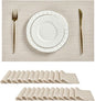 Leetaltree Beige White Placemats Set of 24 - Heat Resistant Non-Slip Place mats for Dining Table, Washable Durable PVC Vinyl Woven Table Mats(Beige White, 24)