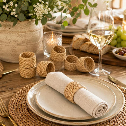 Rattan Napkin Rings Set of 12, Handwoven Natural Cane Napkin Ring Holders - Image 7