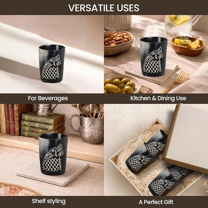 Handicrafts Home Viking Horn Shot Glasses Set of 8, Handmade Natural Ox Horn - Image 4