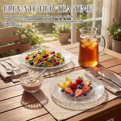 Havawish 18 Pcs Glass Dinnerware Set, Pattern | Clear Glass Plate and Bowl Sets - Image 3
