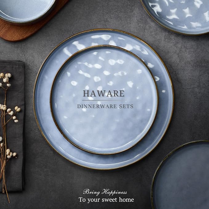HaWare Dinnerware Sets, 6-Piece Plates and Bowls Set, Stoneware Dish Set - Image 6