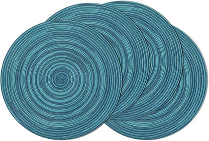 SHACOS 15 inch Round Placemats Set of 4 Variegated Multicolor Place Mats Cotton by SHACOS