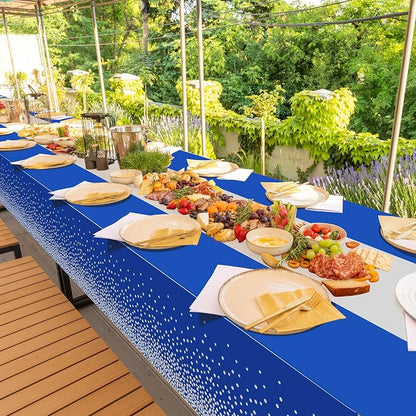 1Pcs Blue Silver Tablecloth Party Decorations, Plastic Royal Blue Table Cloth - Image 7