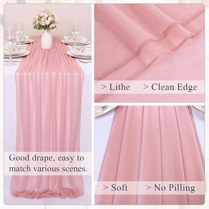 10FT Dusty Rose Chiffon Table Runner 30x120 Inches Sheer Table Runner Boho - Image 4