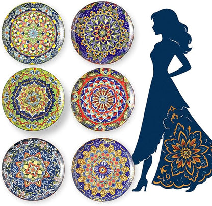 Ceramic Dinner Plate Set of 6-10.5 Inch Large Porcelain Plates by AHX