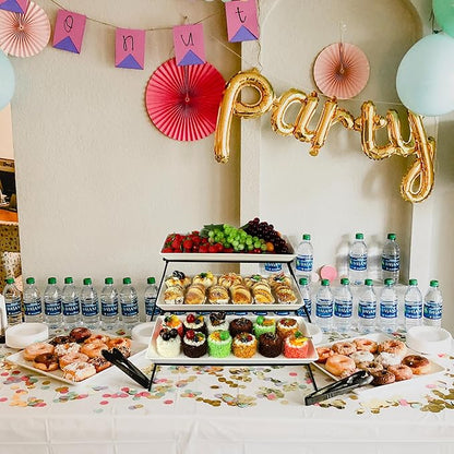Extra Large 3 Tier Serving Tray Set, 24x22x9.7 inch Cupcake Fruit Cookie Dessert Table Display Stands Melamine Tiered Platters Food Trays for Party Buffet Entertaining, White