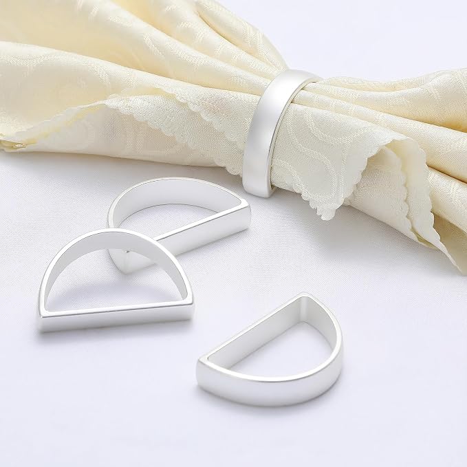 KPOSIYA Napkin Rings Set of 8, Metal Silver Napkin Rings Bulk - Image 4