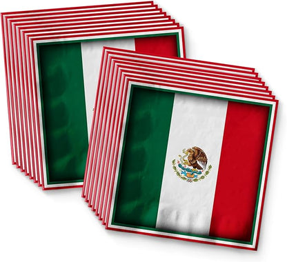 Mexico Flag Birthday Party Supplies Set Plates Napkins Cups Tableware Kit for 16