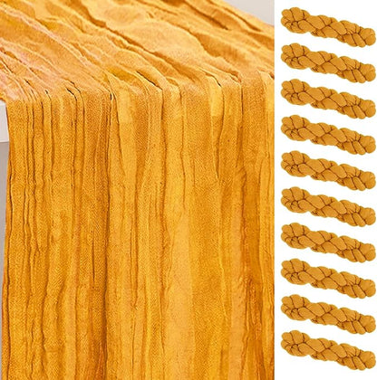 10 Pack Gold Cheesecloth Table Runner 35x120 Inch 10Ft Rustic Gauze Cheese by SuBleer