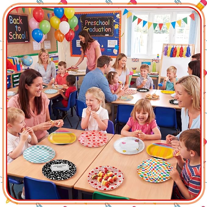 Havawish 48 Pcs Back to School Paper Plate 7 In/9 In First Day of School Theme - Image 2
