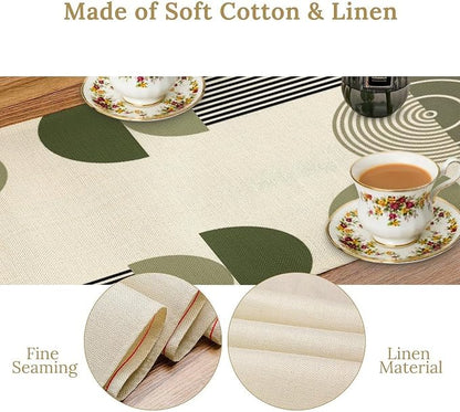 Boho Leaves Table Runner Sage Green Tropical Palms Tree Mid Century Modern - Image 5