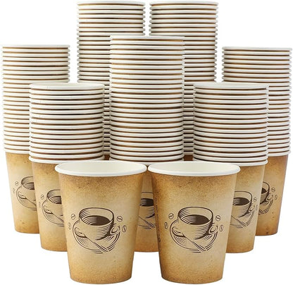 Clawsoff 300 Pack 12oz Disposable Paper Coffee Cups Retro Design | Disposable by BuyNow