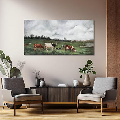 Belmrxne Landscape Wall Art White and Green Wall Decor Moden Animal Aesthetic Canvas Prints Moden Artwork for Living Room Bedroom Dining Room kitchen Hallway Office Home Decor 24×48 Inches