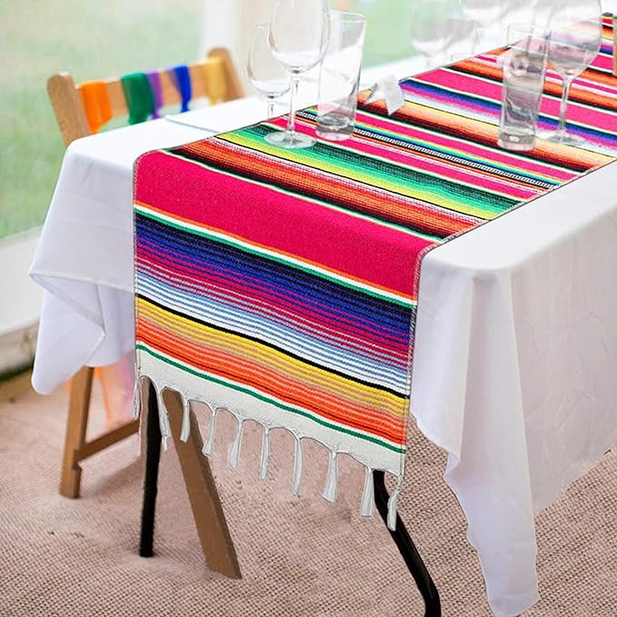 Fowecelt Mexican Serape Table Runner 14 x 84 Inch by Fowecelt
