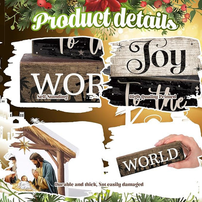 Moucuny 4 Pcs Christmas Table Decor Wooden Christian Religious Decoration - Image 6