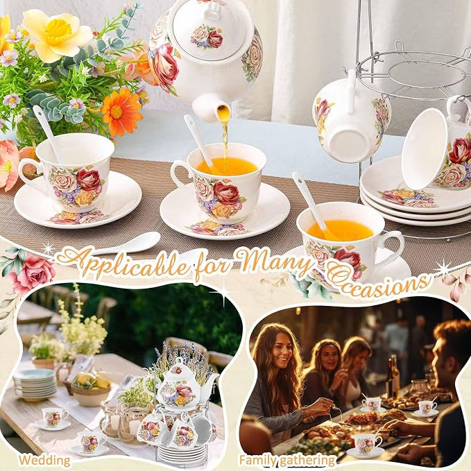 Zhehao 20 Pcs Porcelain Tea Set - Image 4
