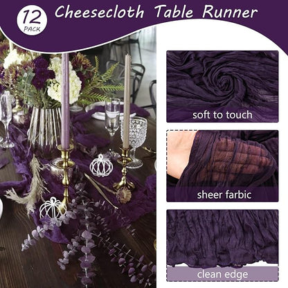 12 Pack 13Ft Cheesecloth Table Runner 35x157 Inch Boho Gauze Table Runner - Image 4