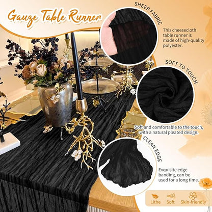 Showgeous 30 Pack Black Cheesecloth Table Runner, 17 x 108 Inches | Boho - Image 3