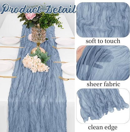 8 Pack Dusty Blue Cheesecloth Table Runners 20x120 Inch Gauze Table Runner - Image 3