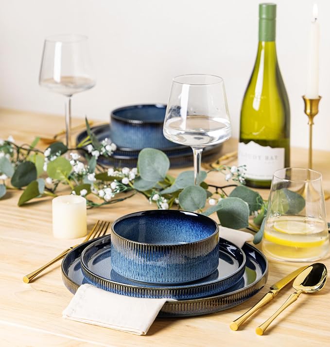 Ceramic Dinnerware Set for 6, 18-Piece Plates and Bowls Set | Lightweight - Image 5