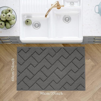 hicorfe Kitchen Rugs and Mats Sets,Super Absorbent Polypropylene Non-Slip Rug,Soft Comfort Floor Mat,Washable for Kitchen,Hallway,Office,Sink,Laundry(24" x 35",Grey)