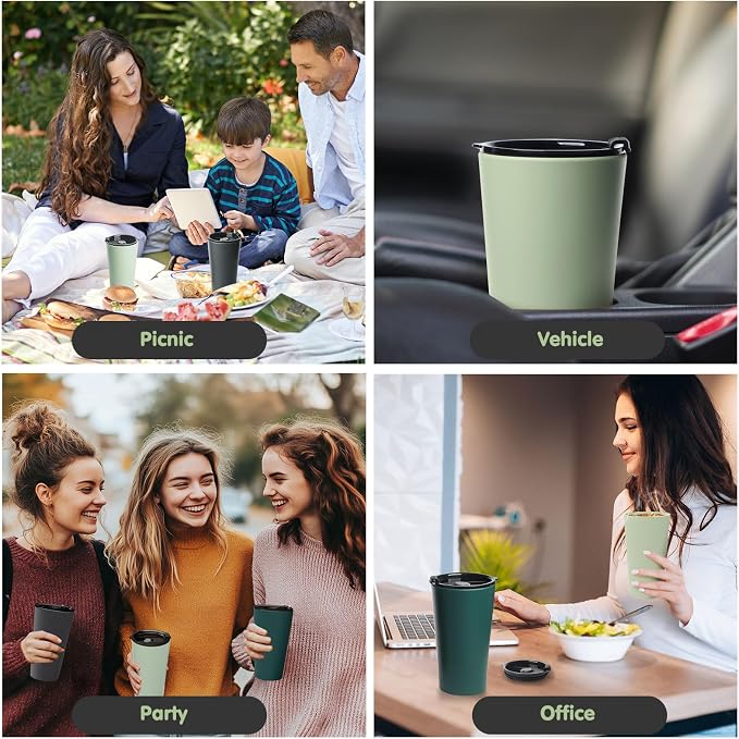 Greentainer 4 Pack Plastic Travel Coffee Mug Set, 20 oz Spill Proof Drinking - Image 7