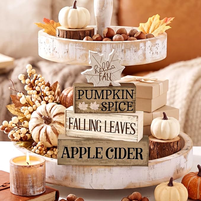 Moucuny 4 Pcs Neutral Fall Table Decor - Image 5