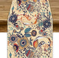 Vintage Paisley Table Runner, Boho Beige Paisley Flower Leaves Print Table by JanJCurt