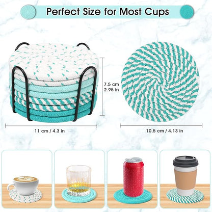 8 Pcs Coasters for Drink with Holder, 4 Colors Absorbent Coasters for Drinks - Image 5